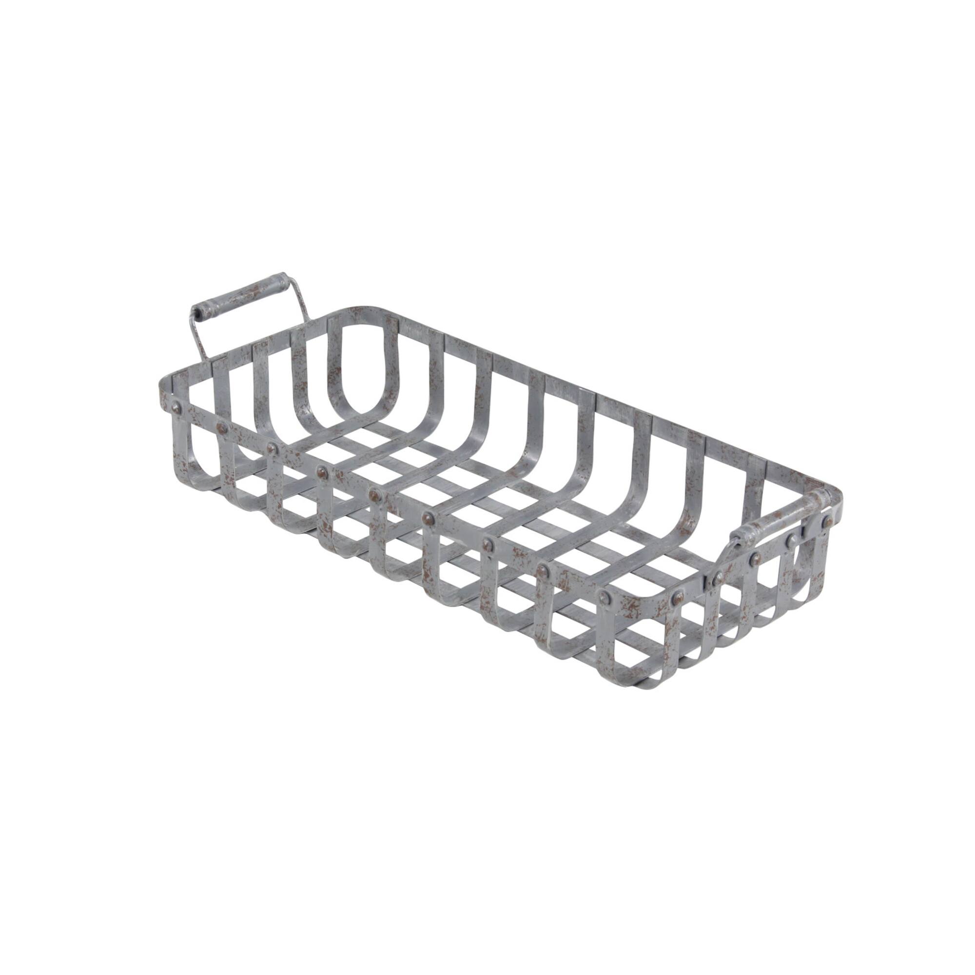 Set of 2" Grey Metal Farmhouse Tray, 20", 24"